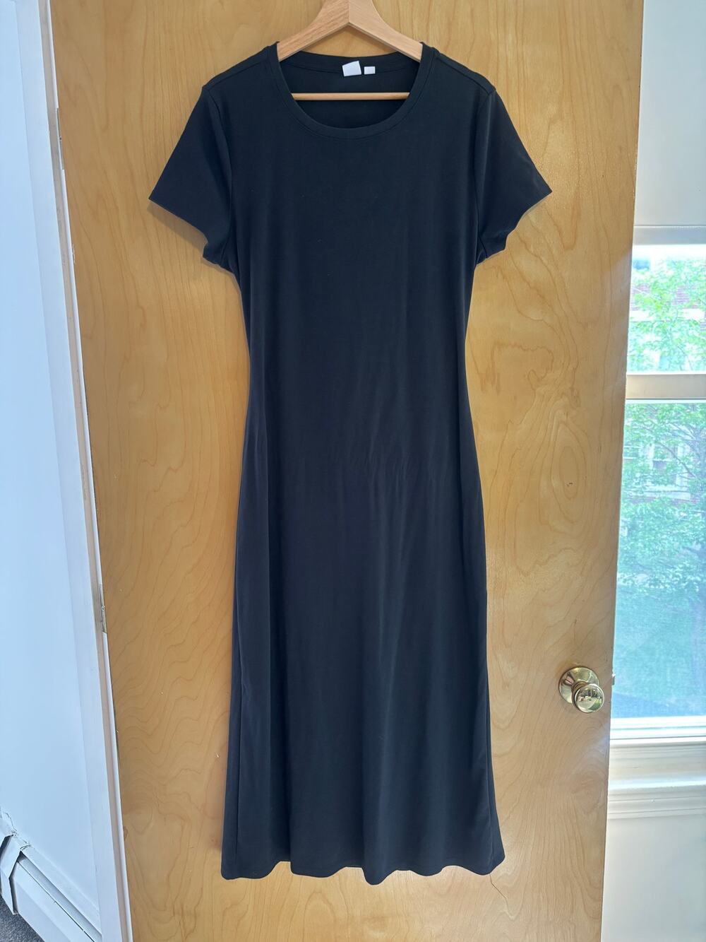 GAP Black T-Shirt Midi Dress Cutout Draped Back Women's L